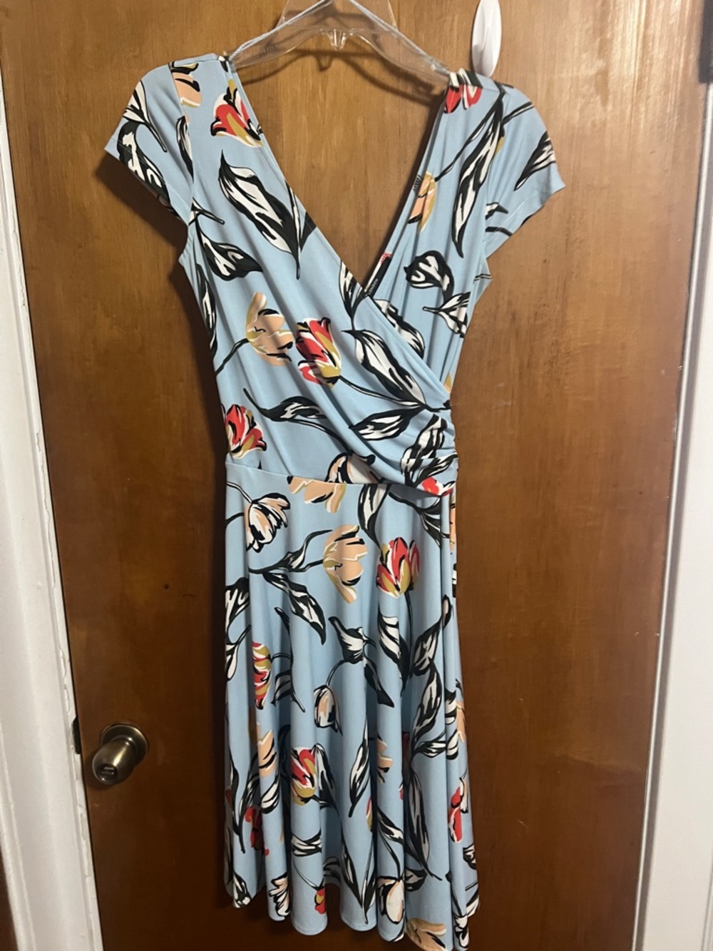 Maggy London Women’s Light Blue Floral Wrap Dress